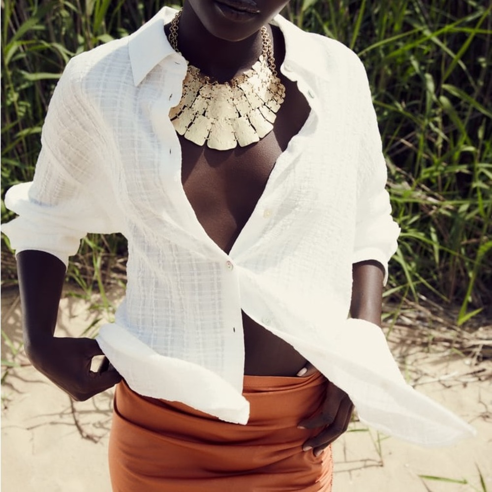 Zara breezy white button down size XL NWT